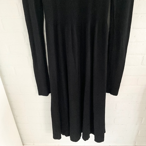 Zara Knit Sweater dress Maxi Black Ribbed Stretch Minimalist Turtleneck Sz L - Picture 10 of 13